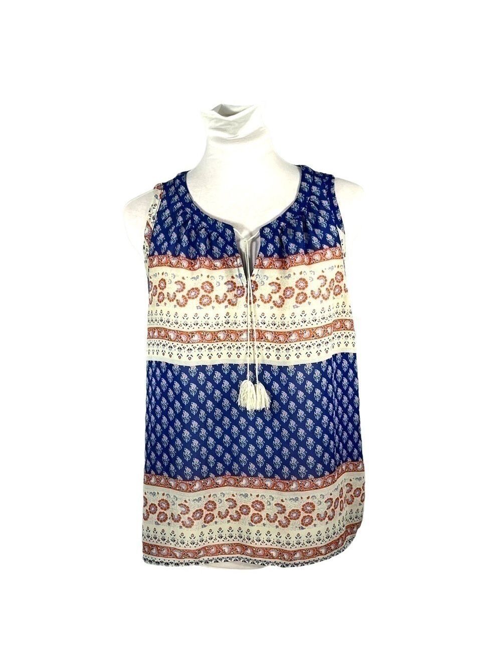 𝅺gap camisole floral boho with Tassels blue red and cream Size Large